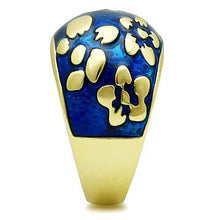 Load image into Gallery viewer, TK1399 - IP Gold(Ion Plating) Stainless Steel Ring with Epoxy  in Capri Blue