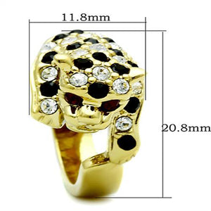 TK1401 - IP Gold(Ion Plating) Stainless Steel Ring with Top Grade Crystal  in Multi Color