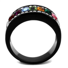 Load image into Gallery viewer, TK1402J - IP Black(Ion Plating) Stainless Steel Ring with Top Grade Crystal  in Multi Color