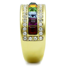 Load image into Gallery viewer, TK1402 - IP Gold(Ion Plating) Stainless Steel Ring with Top Grade Crystal  in Multi Color