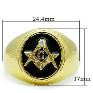 TK1403 - IP Gold(Ion Plating) Stainless Steel Ring with Top Grade Crystal  in Clear