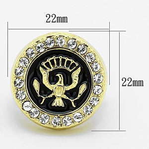 TK1404 IP Gold(Ion Plating) Stainless Steel Ring with Top Grade Crystal in Clear