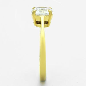 TK1405 - IP Gold(Ion Plating) Stainless Steel Ring with AAA Grade CZ  in Clear