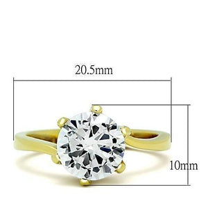 TK1406 - IP Gold(Ion Plating) Stainless Steel Ring with AAA Grade CZ  in Clear