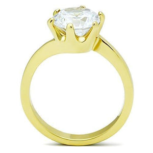 TK1406 - IP Gold(Ion Plating) Stainless Steel Ring with AAA Grade CZ  in Clear