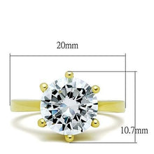 Load image into Gallery viewer, TK1407 - IP Gold(Ion Plating) Stainless Steel Ring with AAA Grade CZ  in Clear