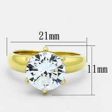 Load image into Gallery viewer, TK1408 - IP Gold(Ion Plating) Stainless Steel Ring with AAA Grade CZ  in Clear