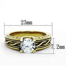 Load image into Gallery viewer, TK1410 - IP Gold(Ion Plating) Stainless Steel Ring with AAA Grade CZ  in Clear