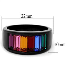 Load image into Gallery viewer, TK1415J - IP Black(Ion Plating) Stainless Steel Ring with Top Grade Crystal  in Multi Color