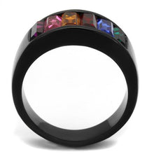 Load image into Gallery viewer, TK1415J - IP Black(Ion Plating) Stainless Steel Ring with Top Grade Crystal  in Multi Color