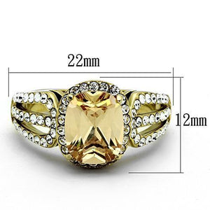 TK1418 - IP Gold(Ion Plating) Stainless Steel Ring with AAA Grade CZ  in Champagne