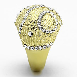 TK1419 - IP Gold(Ion Plating) Stainless Steel Ring with Top Grade Crystal  in Clear