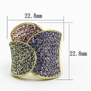 TK1420 - IP Gold(Ion Plating) Stainless Steel Ring with Top Grade Crystal  in Multi Color