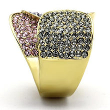 Load image into Gallery viewer, TK1420 - IP Gold(Ion Plating) Stainless Steel Ring with Top Grade Crystal  in Multi Color