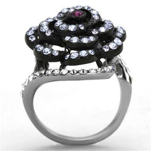 Load image into Gallery viewer, TK1422 - Two-Tone IP Black Stainless Steel Ring with Top Grade Crystal  in Amethyst