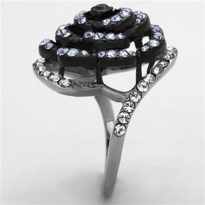 TK1422 - Two-Tone IP Black Stainless Steel Ring with Top Grade Crystal  in Amethyst