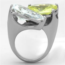 Load image into Gallery viewer, TK1424 - High polished (no plating) Stainless Steel Ring with AAA Grade CZ  in Apple Green color