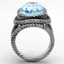 Load image into Gallery viewer, TK1425 - High polished (no plating) Stainless Steel Ring with Top Grade Crystal  in Sea Blue