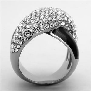 TK1427 - High polished (no plating) Stainless Steel Ring with Top Grade Crystal  in Clear