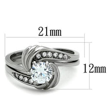 Load image into Gallery viewer, TK1429 - High polished (no plating) Stainless Steel Ring with AAA Grade CZ  in Clear