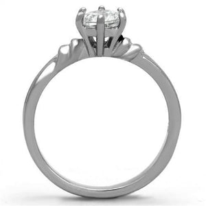 TK1431 - High polished (no plating) Stainless Steel Ring with AAA Grade CZ  in Clear