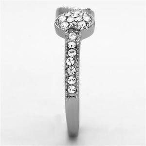 TK1432 High polished (no plating) Stainless Steel Ring with Top Grade Crystal in Clear