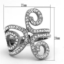 Load image into Gallery viewer, TK1437 - High polished (no plating) Stainless Steel Ring with Top Grade Crystal  in Clear