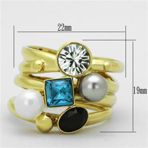 TK1440 - IP Gold(Ion Plating) Stainless Steel Ring with Synthetic Pearl in Multi Color