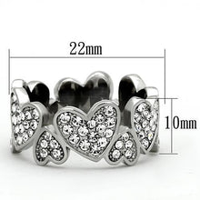 Load image into Gallery viewer, TK1443 - High polished (no plating) Stainless Steel Ring with Top Grade Crystal  in Clear