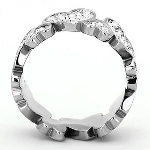 TK1443 - High polished (no plating) Stainless Steel Ring with Top Grade Crystal  in Clear