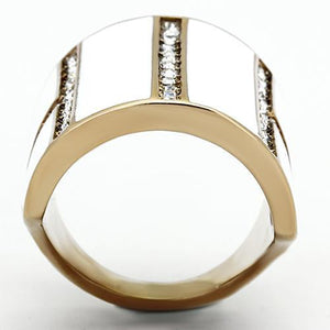 TK1444 - IP Rose Gold(Ion Plating) Stainless Steel Ring with Top Grade Crystal  in Clear