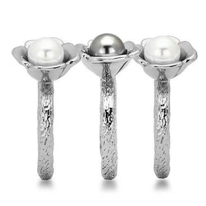 TK1449 - High polished (no plating) Stainless Steel Ring with Synthetic Pearl in Multi Color