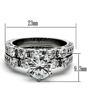 TK1450 - High polished (no plating) Stainless Steel Ring with AAA Grade CZ  in Clear