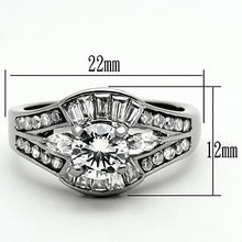 Load image into Gallery viewer, TK1451 - High polished (no plating) Stainless Steel Ring with AAA Grade CZ  in Clear