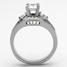 Load image into Gallery viewer, TK1451 - High polished (no plating) Stainless Steel Ring with AAA Grade CZ  in Clear