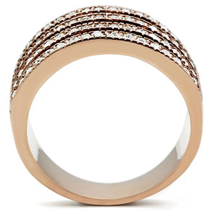 TK1492 - IP Rose Gold(Ion Plating) Stainless Steel Ring with AAA Grade CZ  in Clear