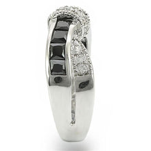 Load image into Gallery viewer, TK1494 - High polished (no plating) Stainless Steel Ring with AAA Grade CZ  in Jet