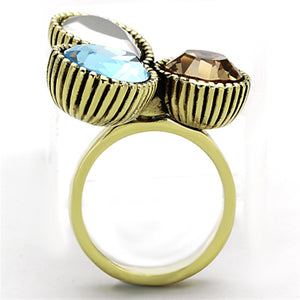 TK1496 - IP Gold(Ion Plating) Stainless Steel Ring with Top Grade Crystal  in Multi Color