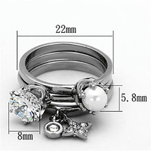 Load image into Gallery viewer, TK1497 - High polished (no plating) Stainless Steel Ring with AAA Grade CZ  in Clear