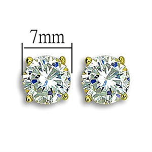 TK1504 - IP Gold(Ion Plating) Stainless Steel Earrings with AAA Grade CZ  in Clear