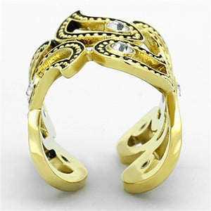 TK1506 - IP Gold(Ion Plating) Stainless Steel Ring with Top Grade Crystal  in Clear