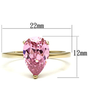 TK1508 - IP Gold(Ion Plating) Stainless Steel Ring with AAA Grade CZ  in Rose