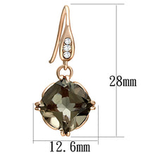 Load image into Gallery viewer, TK1509 - IP Rose Gold(Ion Plating) Stainless Steel Earrings with Semi-Precious Smoky Quarter in Light Smoked