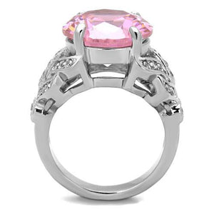 TK1512 - High polished (no plating) Stainless Steel Ring with AAA Grade CZ  in Rose