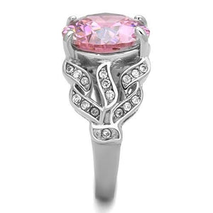 TK1512 - High polished (no plating) Stainless Steel Ring with AAA Grade CZ  in Rose