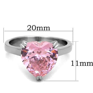 TK1513 - High polished (no plating) Stainless Steel Ring with AAA Grade CZ  in Rose