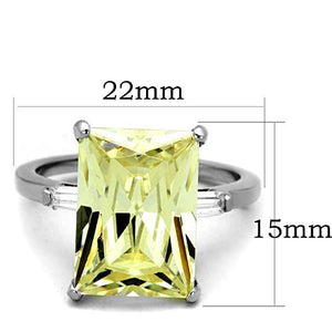 TK1514 - High polished (no plating) Stainless Steel Ring with AAA Grade CZ  in Citrine Yellow