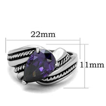 Load image into Gallery viewer, TK1515 - High polished (no plating) Stainless Steel Ring with AAA Grade CZ  in Amethyst