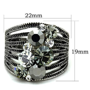 TK1521 - High polished (no plating) Stainless Steel Ring with Top Grade Crystal  in Black Diamond