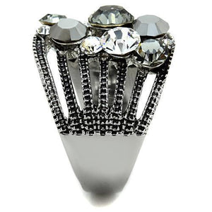 TK1521 - High polished (no plating) Stainless Steel Ring with Top Grade Crystal  in Black Diamond